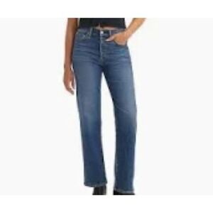 Levi's RibCage Straight Ankle Blue Jeans 26 Button Fly  26x32 L  Hi Rise